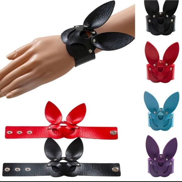 NWOT Punk Fetish Wrap Bunny Ear Bracelet - Red - Picture 2 of 4